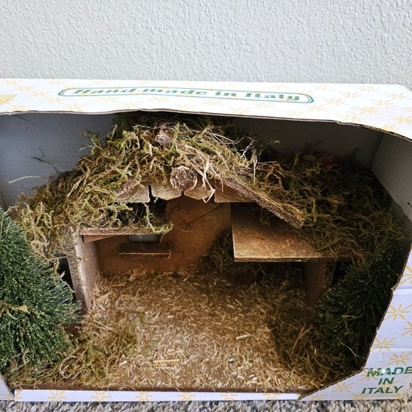 Vintage Wood Nativity Stable Creche Buon Natale Corral Italy Hand Made New - Picture 3 of 8